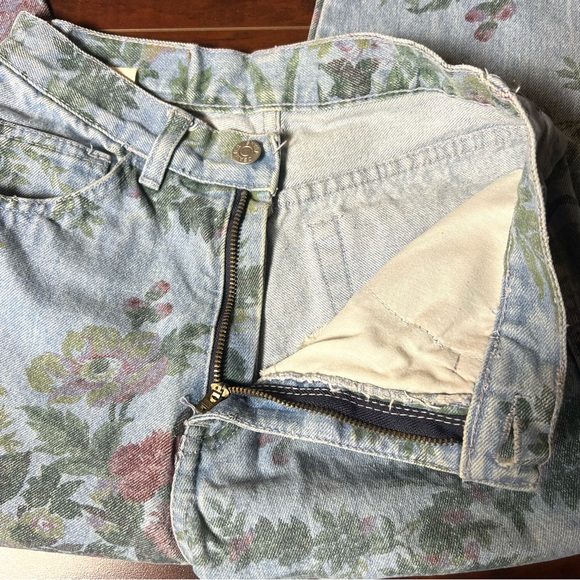 VINTAGE JeanJer 1980s Denim Floral High Mid Rise Tapered Leg Vtg 80s Jeans - Picture 6 of 9